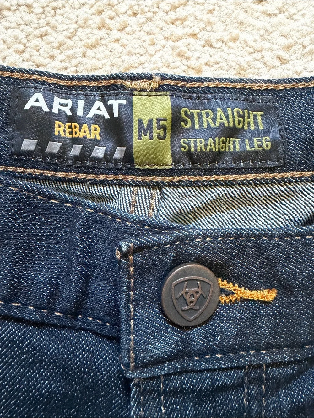 Ariat Jeans Mens 36x 34 Blue M5 Rebar Straight Denim Pants 2x More Durable NWT